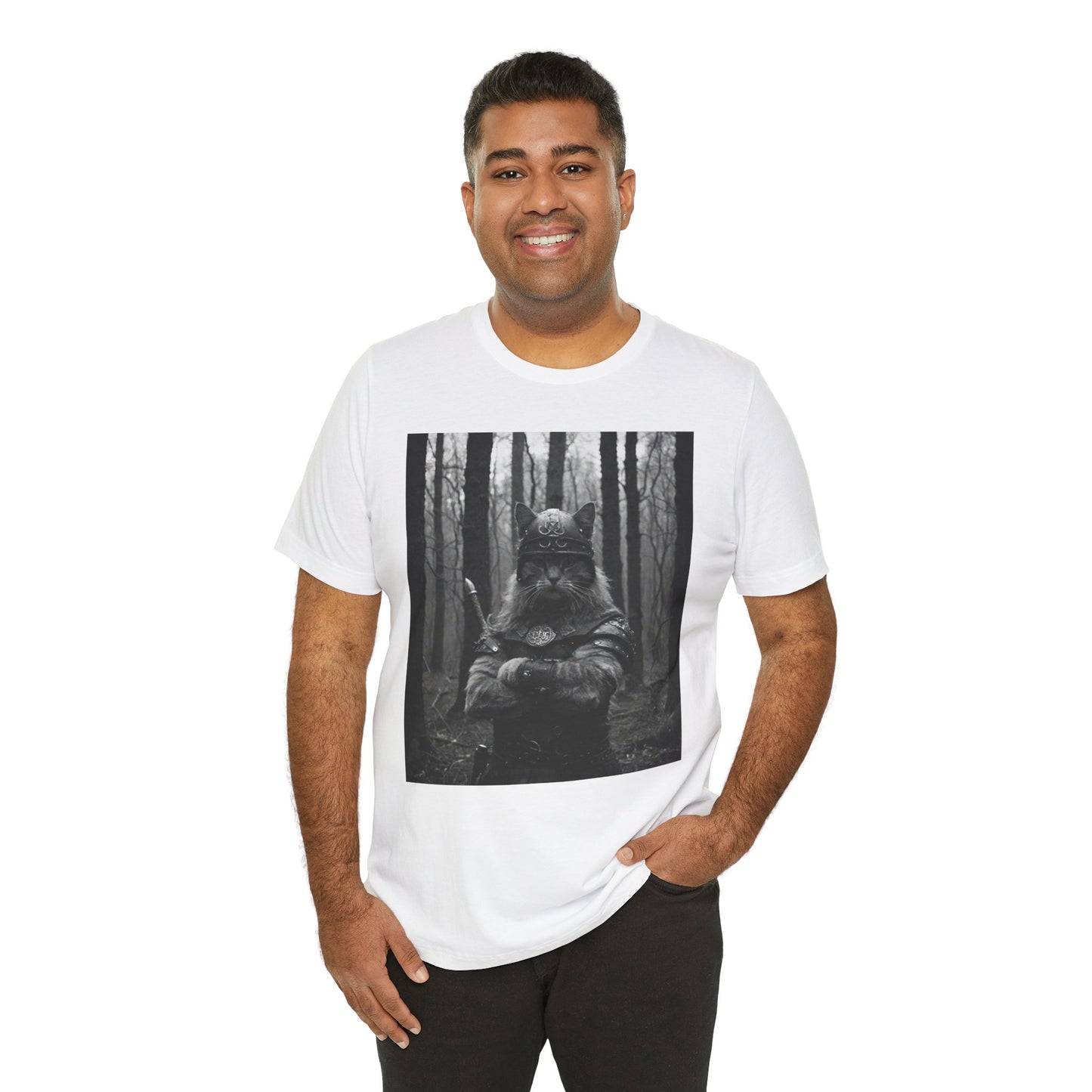 Cat Forest Warrior T-Shirt, Nature Lover Tee, Adventure Shirt, Unisex Graphic Tee, Gift for Outdoor Enthusiasts
