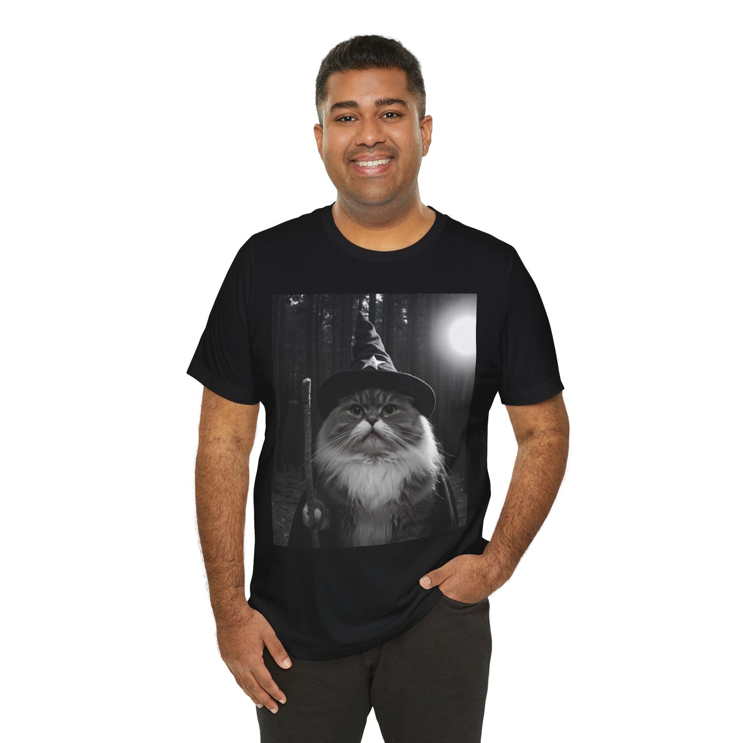 Magical Cat Wizard Tee, Cat Lover Gift, Funny Cat Shirt, Unisex Short Sleeve Tee, Wizard Cat Apparel