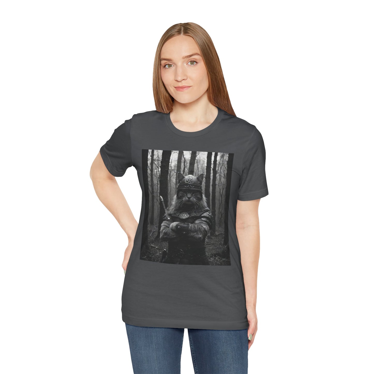 Cat Forest Warrior T-Shirt, Nature Lover Tee, Adventure Shirt, Unisex Graphic Tee, Gift for Outdoor Enthusiasts