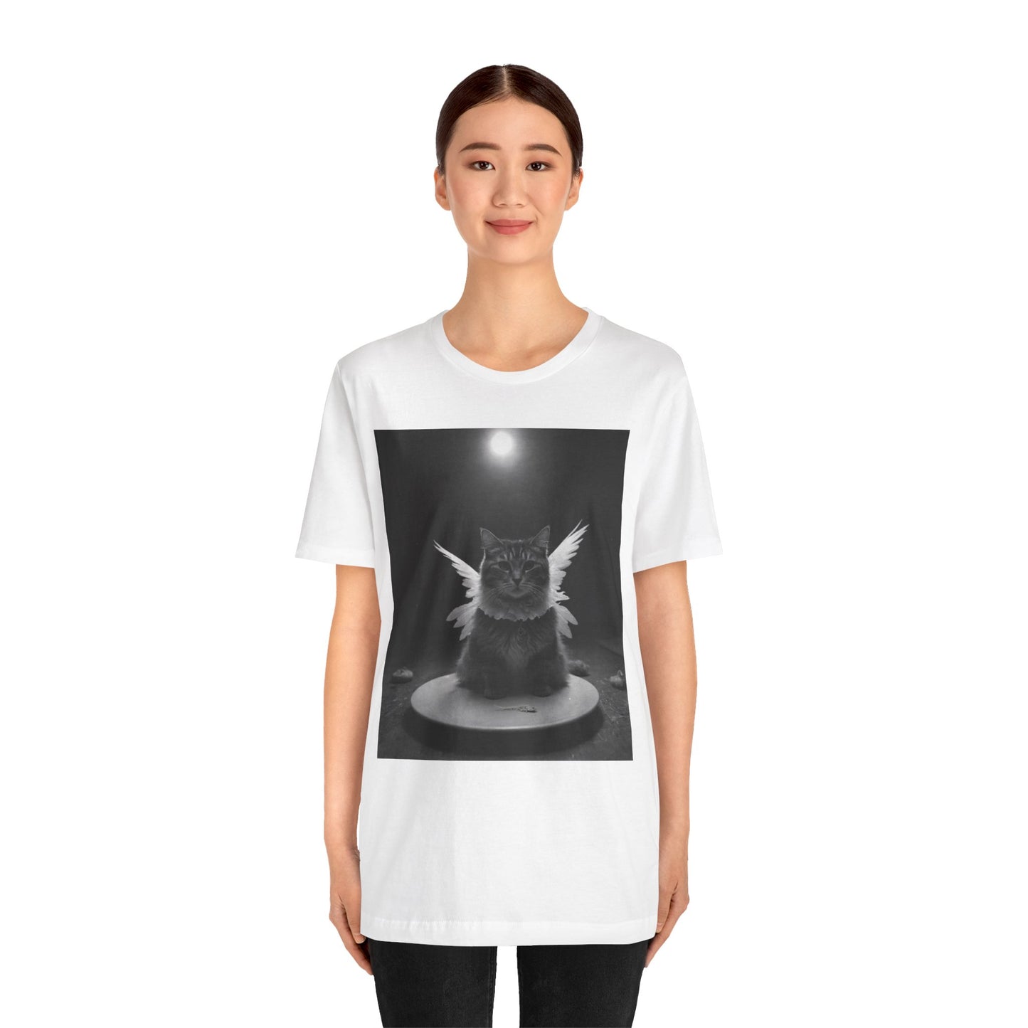 Angel Cat Unisex Tee – Gift for Cat Lovers, Cute Pet Shirt, Casual Wear, Fun Graphic Tee, Animal Lover's Gift