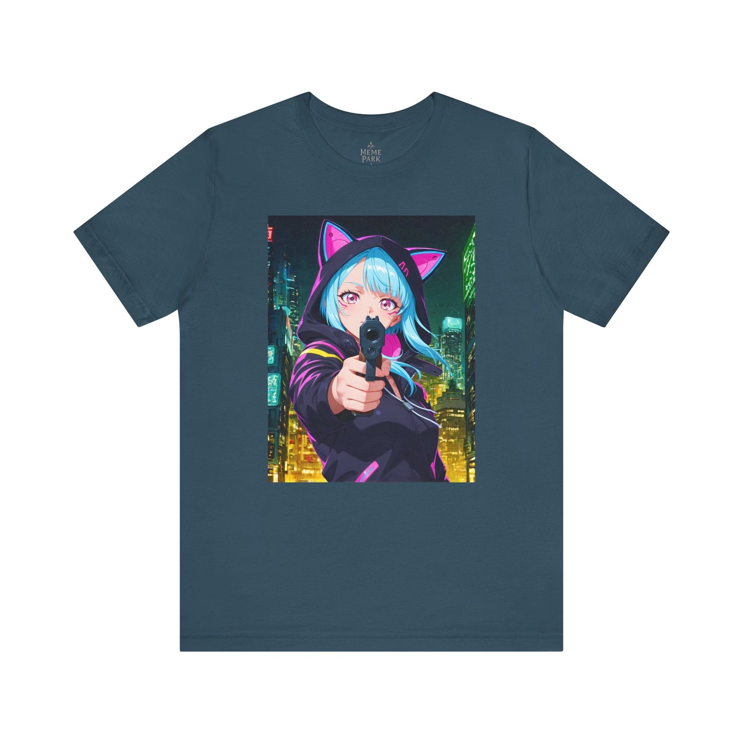 Cyberpunk Catgirl Tee, Unisex Graphic Shirt, Anime Lover Gift, Streetwear Top, Stylish Fan Apparel