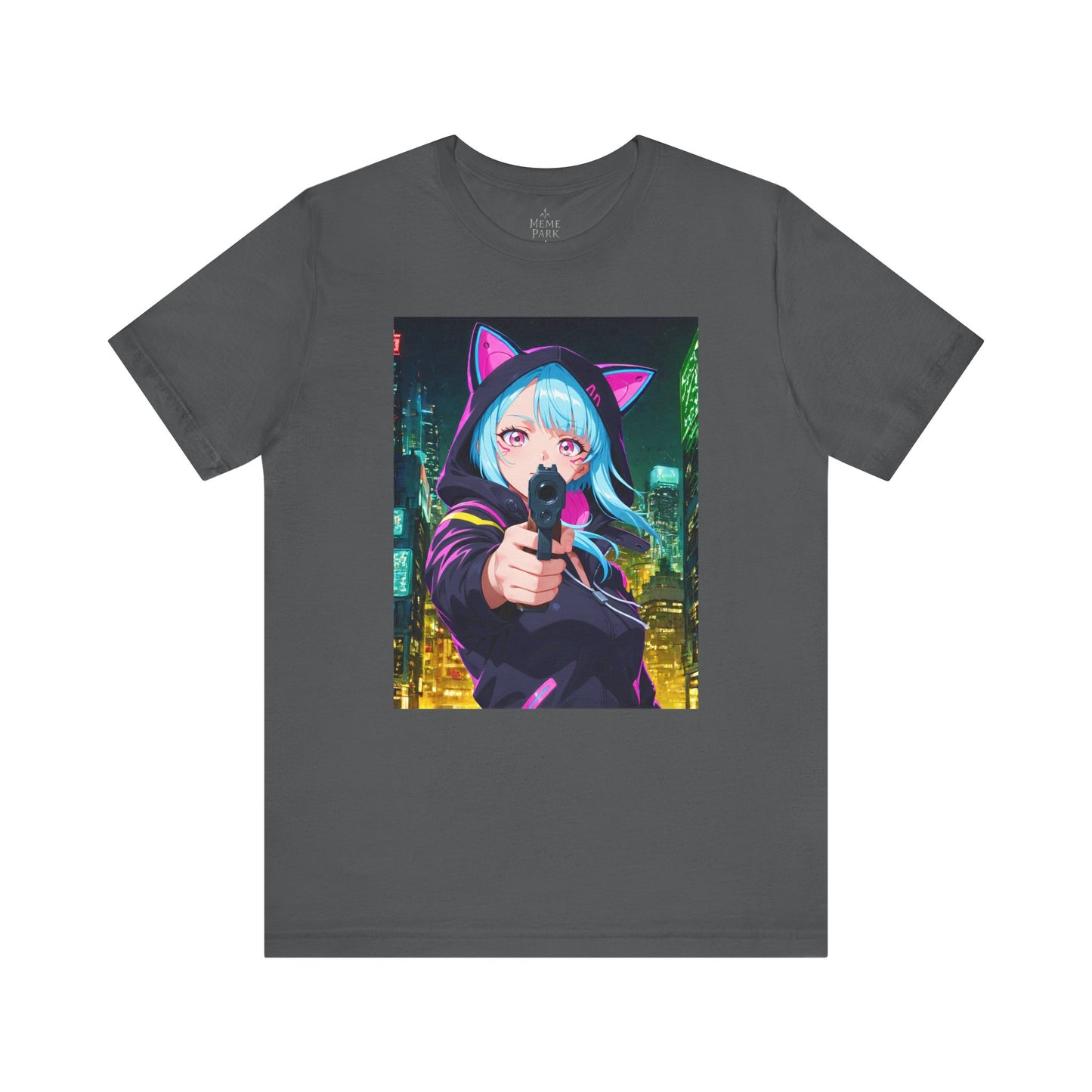Cyberpunk Catgirl Tee, Unisex Graphic Shirt, Anime Lover Gift, Streetwear Top, Stylish Fan Apparel