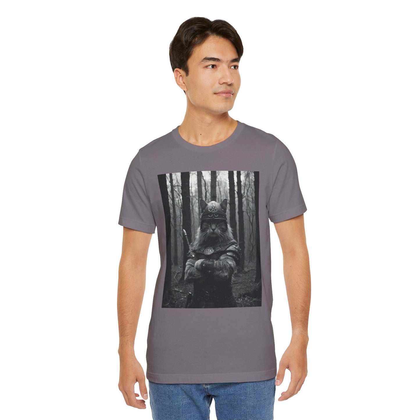 Cat Forest Warrior T-Shirt, Nature Lover Tee, Adventure Shirt, Unisex Graphic Tee, Gift for Outdoor Enthusiasts