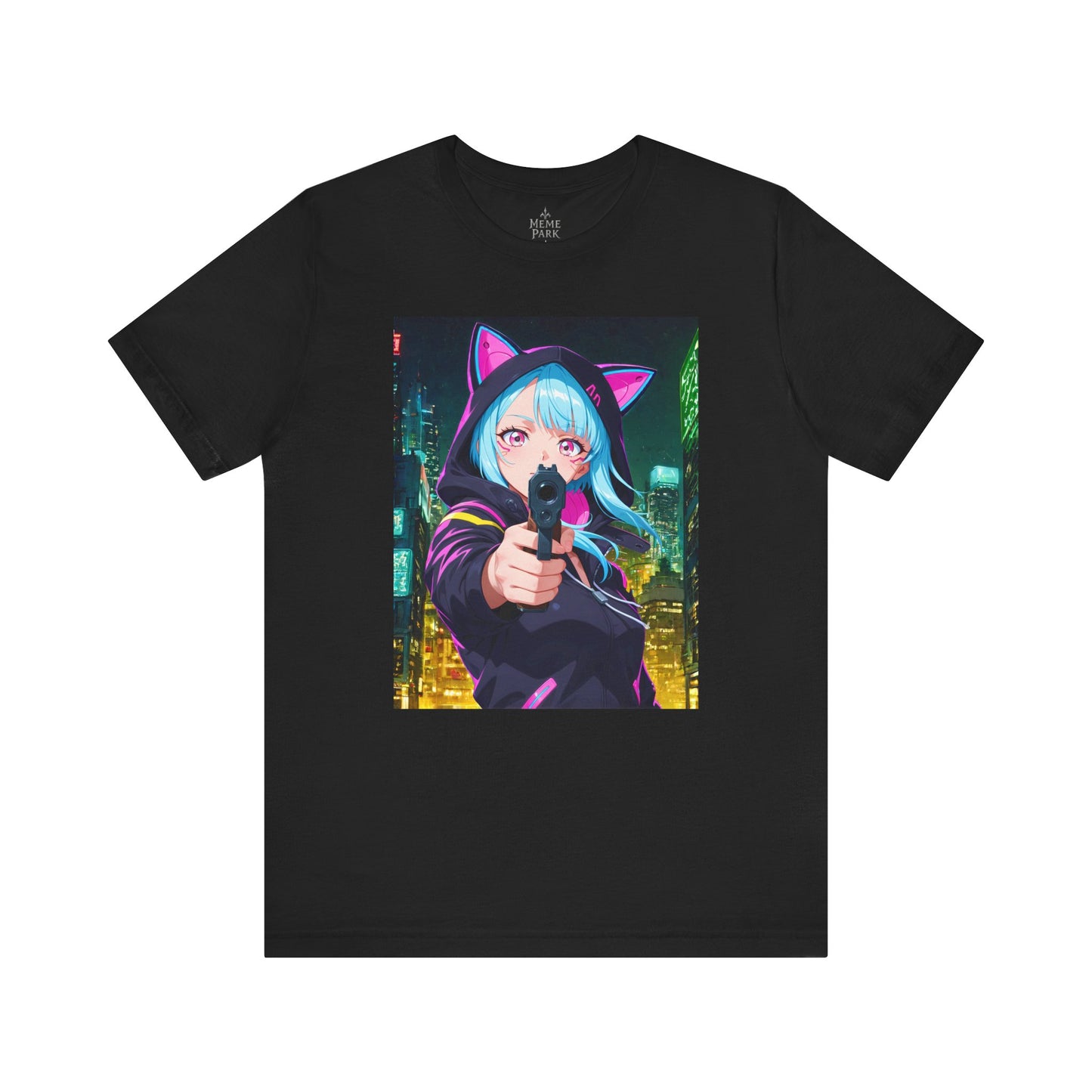 Cyberpunk Catgirl Tee, Unisex Graphic Shirt, Anime Lover Gift, Streetwear Top, Stylish Fan Apparel