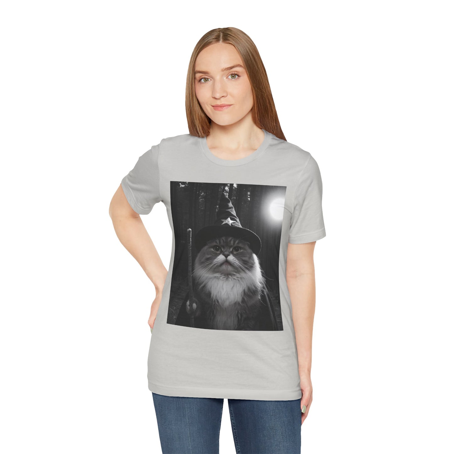 Magical Cat Wizard Tee, Cat Lover Gift, Funny Cat Shirt, Unisex Short Sleeve Tee, Wizard Cat Apparel