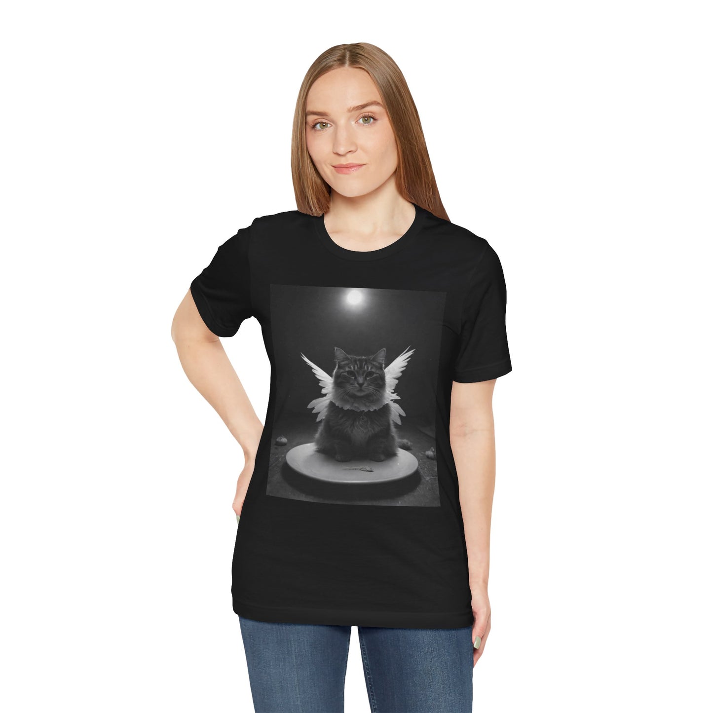 Angel Cat Unisex Tee – Gift for Cat Lovers, Cute Pet Shirt, Casual Wear, Fun Graphic Tee, Animal Lover's Gift