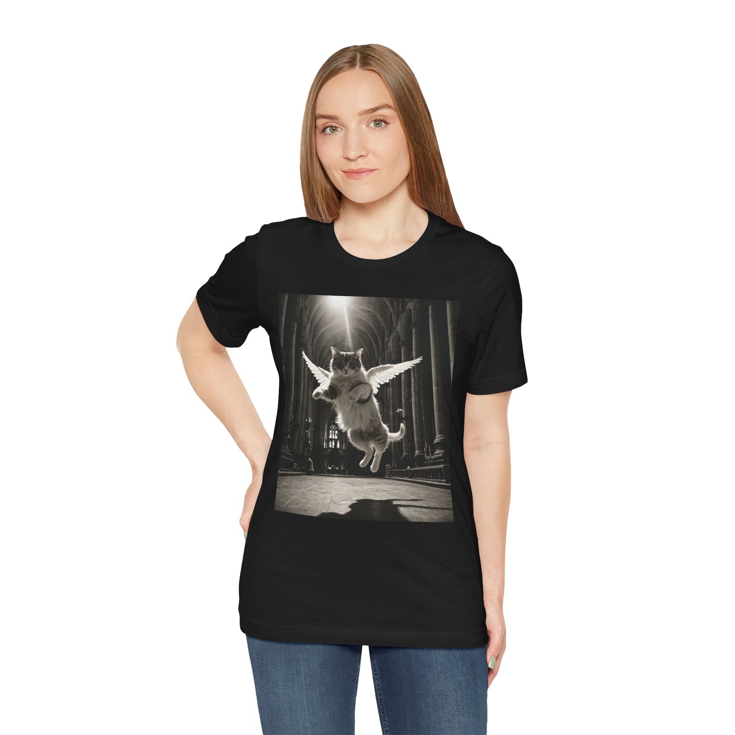 Angel Cat Graphic Tee - Cute Animal Lover Gift, Unisex T-Shirt for Cat Lovers, Funny Pet Shirt, Unique Gift for Birthdays, Casual Wear