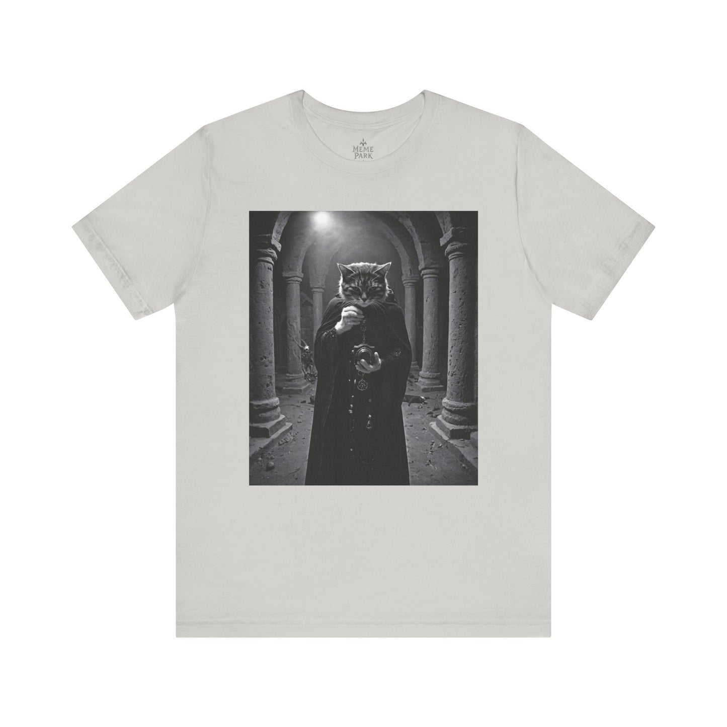 Mystical Cat, Unisex Short Sleeve Shirt, Gift for Cat Lovers, Halloween Tee, Unique Art Shirt, Vintage Style Fashion