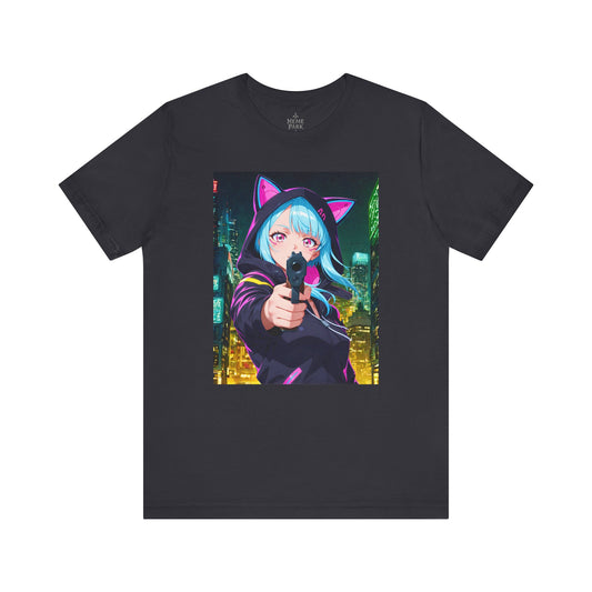 Cyberpunk Catgirl Tee, Unisex Graphic Shirt, Anime Lover Gift, Streetwear Top, Stylish Fan Apparel