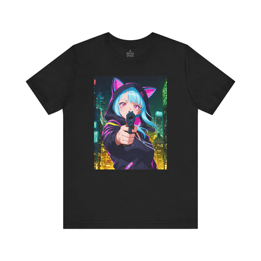 Cyberpunk Catgirl Tee, Unisex Graphic Shirt, Anime Lover Gift, Streetwear Top, Stylish Fan Apparel